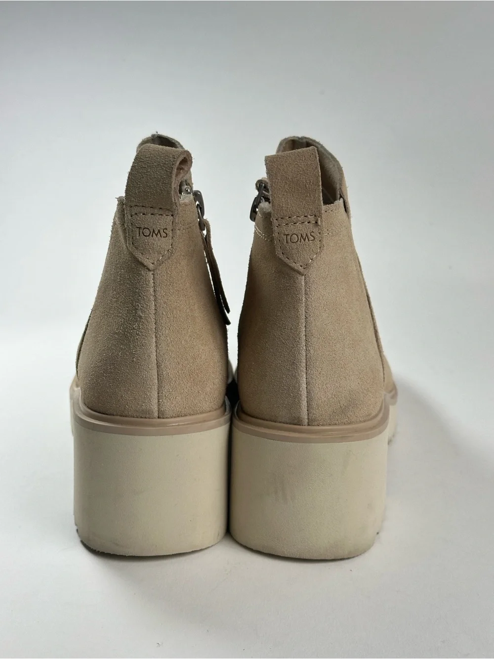 TOMS Women's Maude Wedge Boots in the oatmeal suede